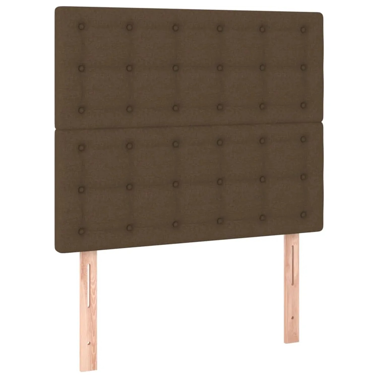 Dunkelbraunes vidaXL Boxspringbett Kopfteil mit Knöpfen, Stoffbezug, 90x200 cm.