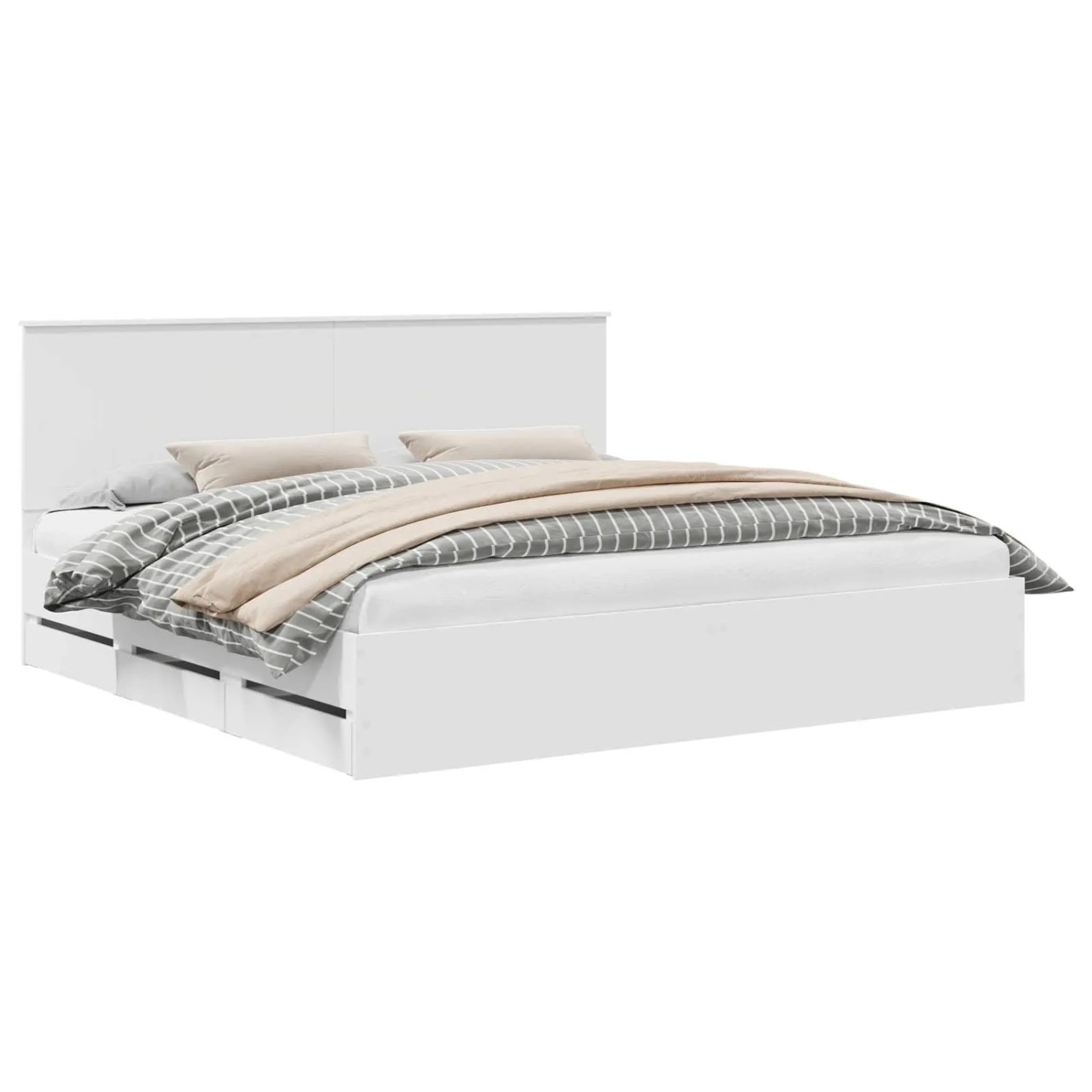 vidaXL Bettrahmen mit Schubladen Weiß 200 x 200 cm Ingenieurs Holz 3411082