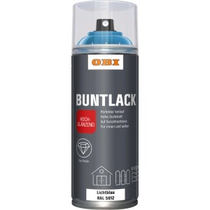 OBI Buntlack Spray, lichtblau, hochglänzend, 400ml Dose.