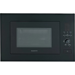 Schwarze Wolkenstein Einbau-Mikrowelle WMW900-25GB EB mit Grill und LED-Display.