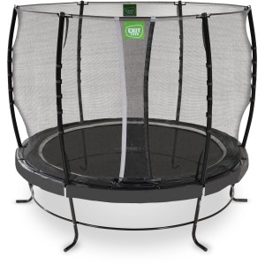 Schwarzes EXIT Lotus Classic Gartentrampolin, Ø 305 cm, mit Sicherheitsnetz für sicheren Springspaß.