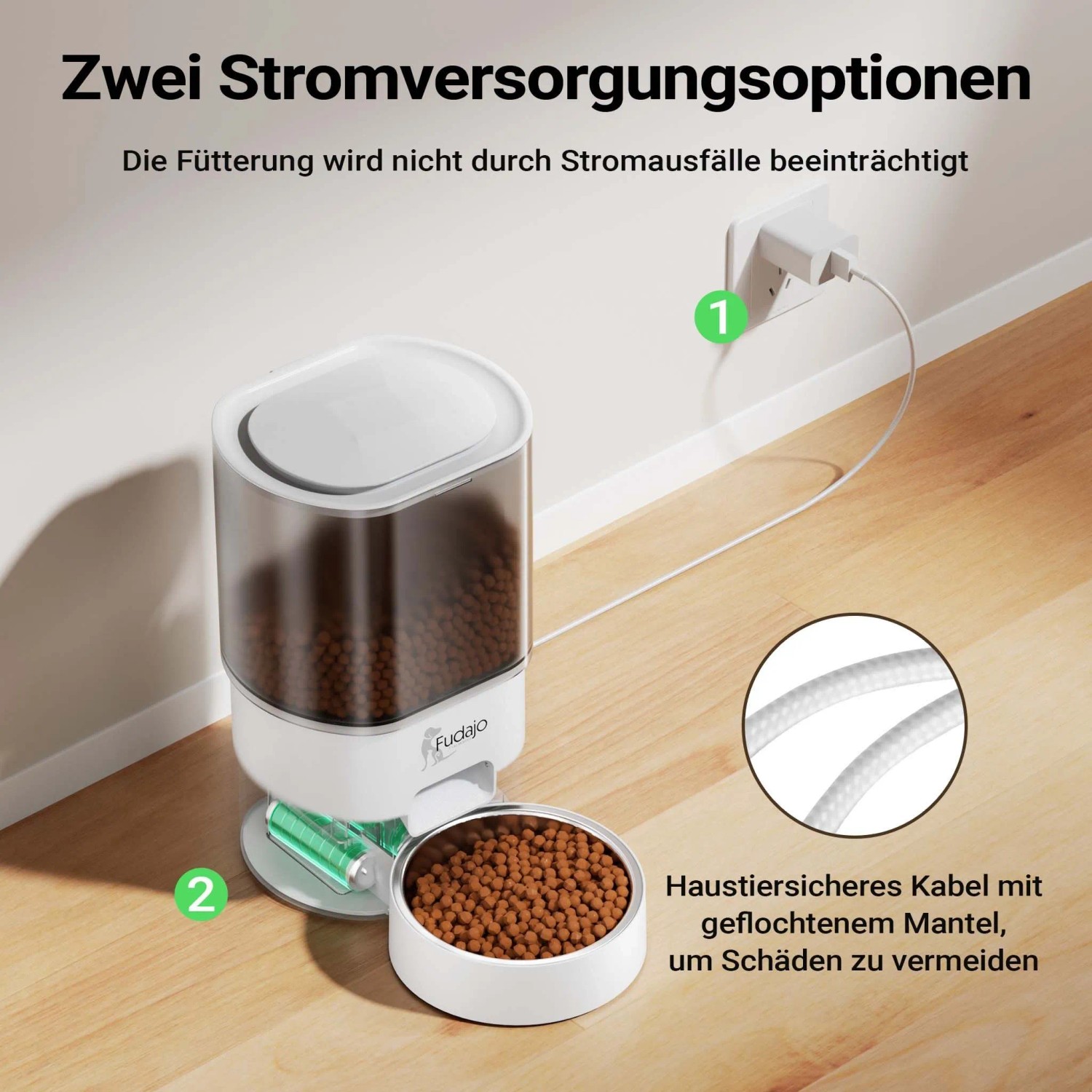 Fudajo Futter- Und Trinkautomat Weiß Katze Hund 3L Futterspender Trinkbrunnen_8