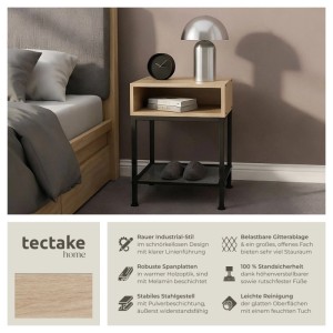 Tectake Nachttisch Harlow Industrial Style Holz und Stahl  40 50 x 40 50 x 59 cm Industrial Holz Hell  Eiche Sonoma