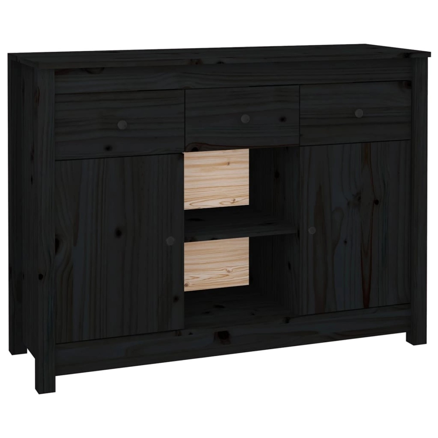 vidaXL Sideboard Schwarz 100x35x74,5 cm Massivholz Kiefer 814553 günstig online kaufen