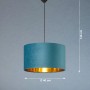 Türkisfarbene Fischer & Honsel Pendelleuchte Aura Samt, Ø 40 cm, mit goldfarbener Innenseite.