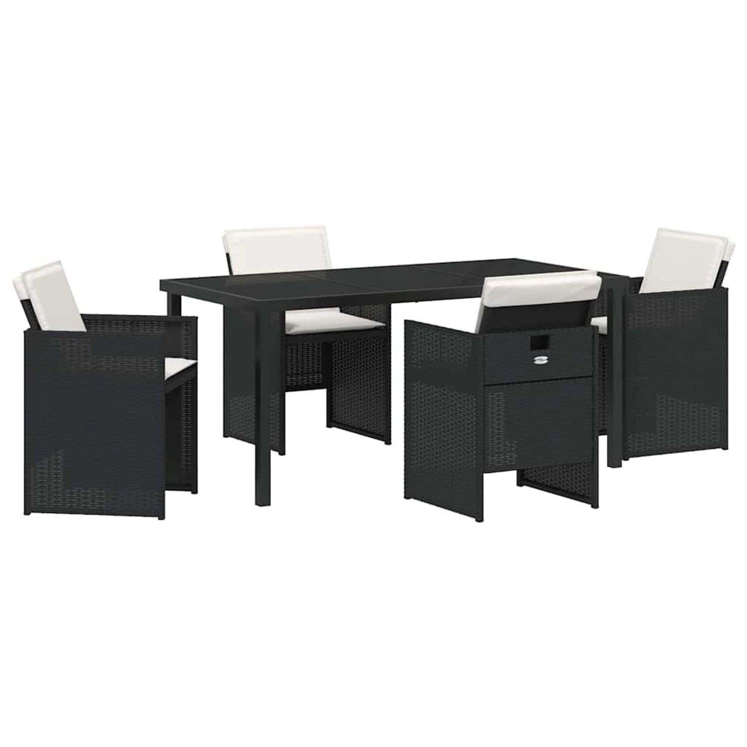 vidaXL Garten Essgruppe mit Kissen Falten 5-Tlg Schwarz Poly Rattan 3379942 günstig online kaufen