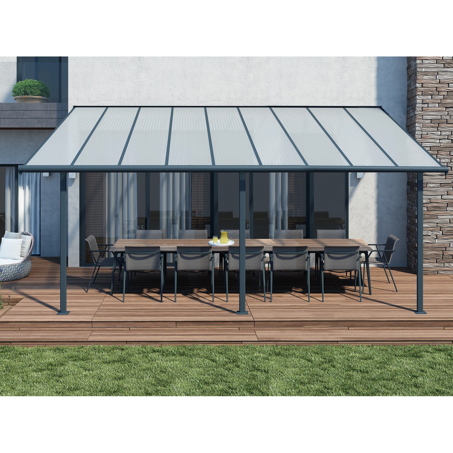 Palram - Canopia Terrassenüberdachung Sierra 555 cm x 295 cm Grau günstig online kaufen