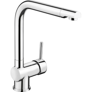 Glänzende baliv Küchenarmatur KI-1070 aus Chrom, Einhebelmischer mit hohem, schwenkbarem Auslauf.
