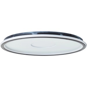 Weiße, runde LED-Deckenleuchte Vegas (50 cm) mit schwarzem Rand. Dimmbar und mit Fernbedienung.