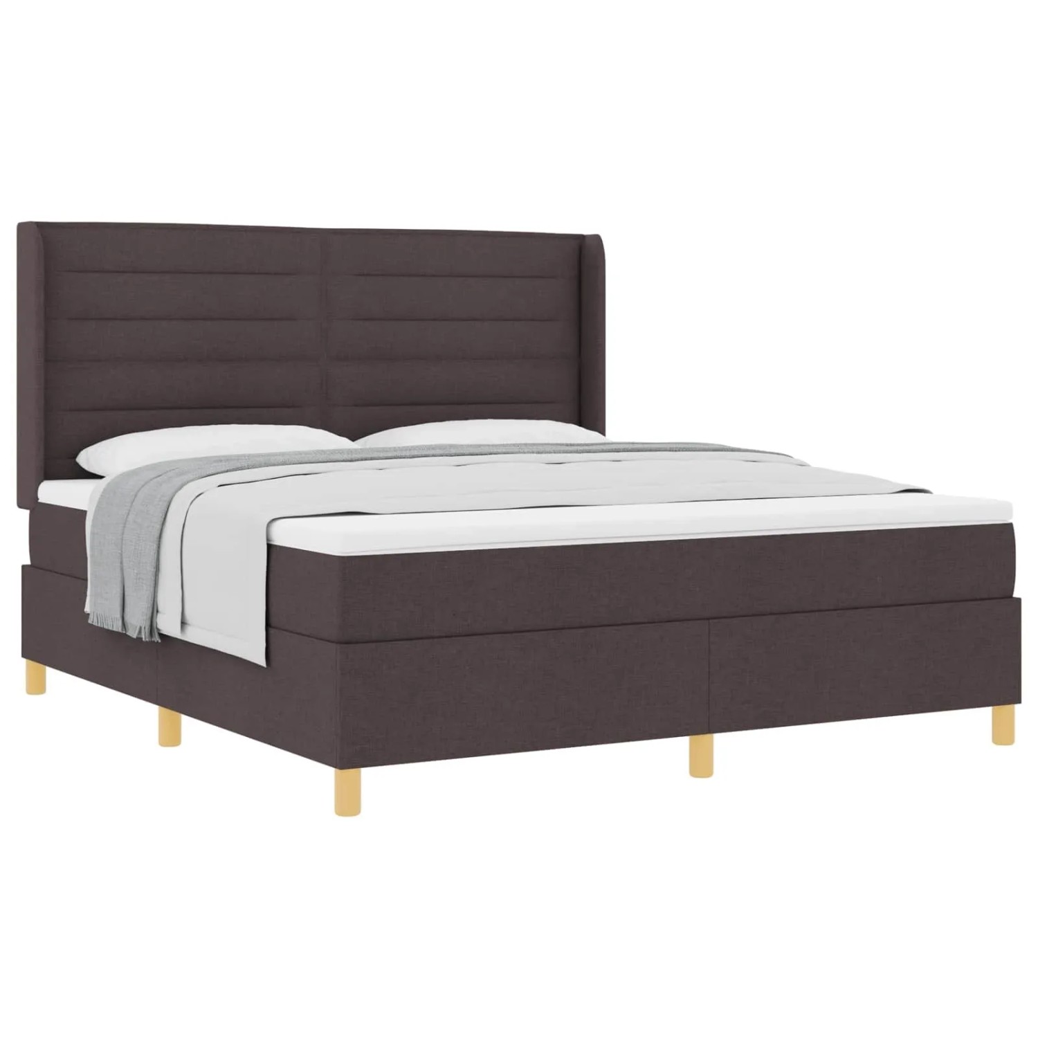 vidaXL Boxspringbett mit Matratze Dunkelbraun 180 x 200 cm Stoff 3341787