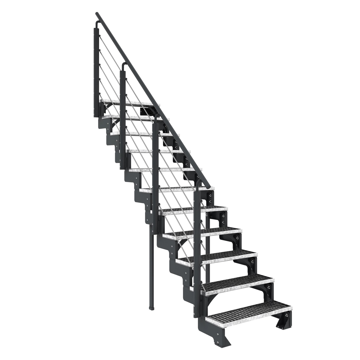 Dolle Außentreppe Gardentop Anthrazit 11 Gitterroststufe 80 cm inkl. Geländ günstig online kaufen