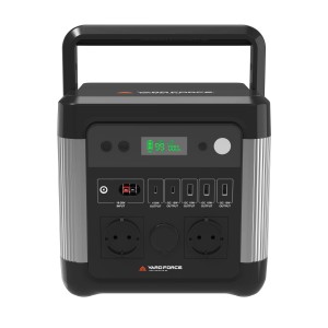 Yard Force Power Station LX PS1200 mit 1000W, tragbarer Stromspeicher mit LCD-Display und Tragegriff.