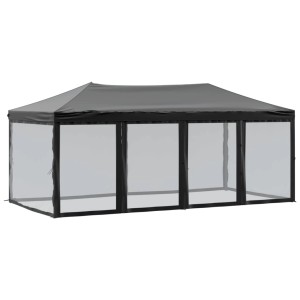 Schwarzes, faltbares Partyzelt 3x6 m mit Seitenwänden von vidaXL für Outdoor-Events.
