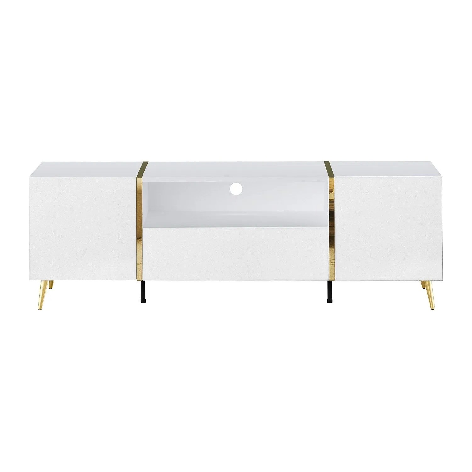 Vente-unique Tv-Board Marzialo Weiß  Goldfarben 158 cm