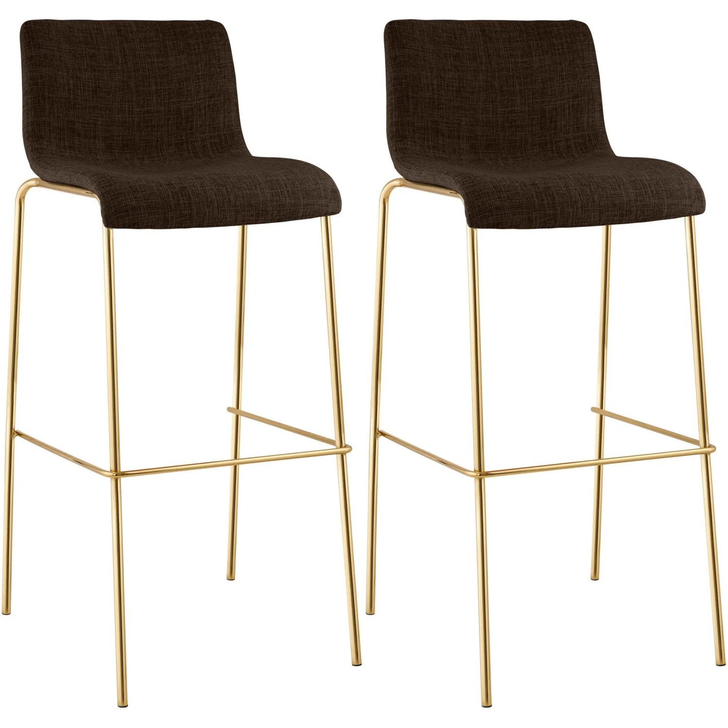 CLP 2er Set Barhocker Hover Stoff Vierfußgestell Gold Braun
