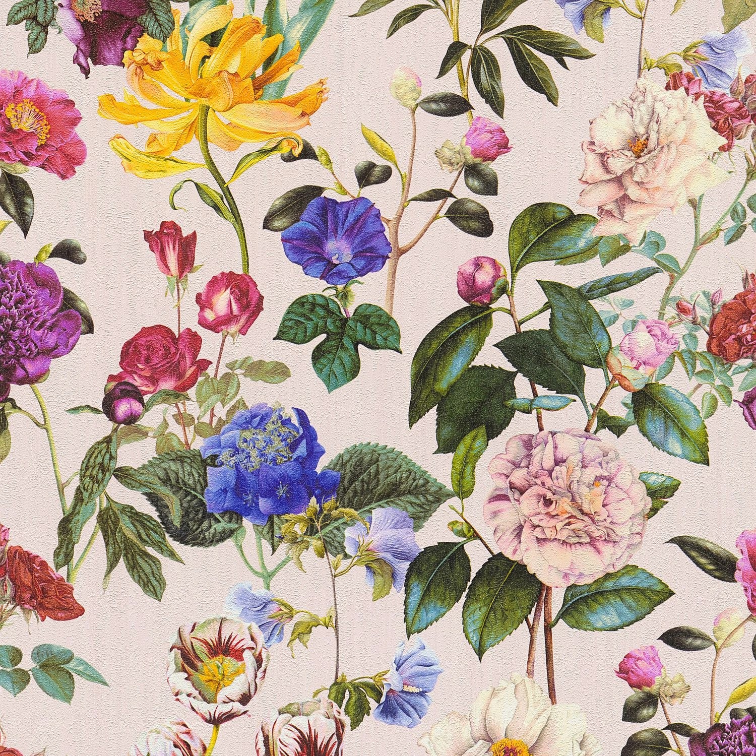 PROFHOME 373363-GU Exklusive Luxus Tapete Blumen Matt Rosa Grün Violett 0,5 günstig online kaufen