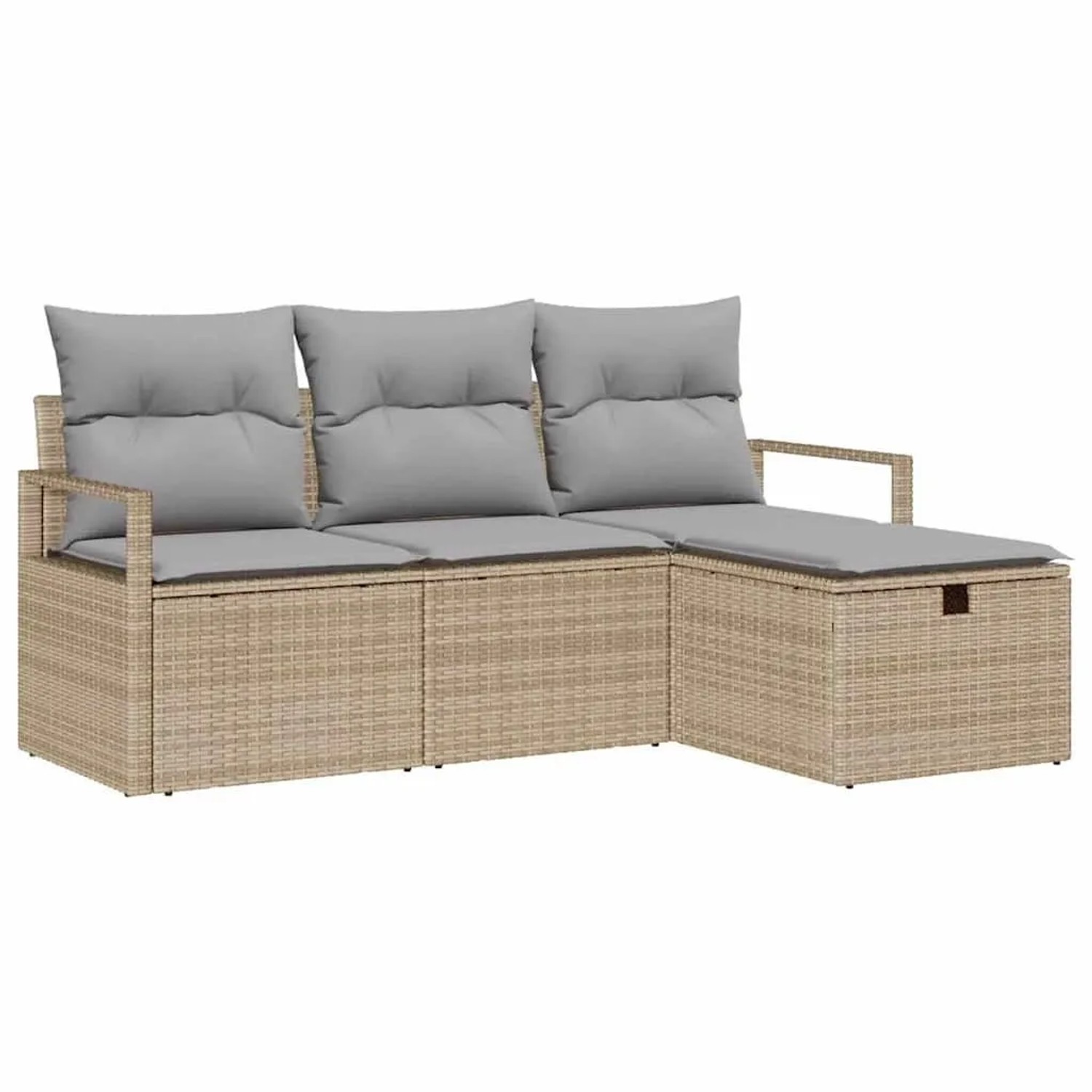 vidaXL Sofa Set mit Kissen 4-Tlg Beige und Hellgrau Poly-Rattan 3359149 günstig online kaufen