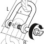 Technische Zeichnung Conacord Schäkel, gerade, V4A-Stahl, mit Maßen und Details.