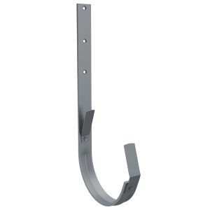 Anthrazitfarbener Zambelli Dachrinnenhalter aus verzinktem Stahl für die Dachentwässerung.