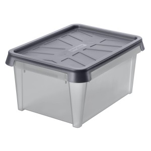 SmartStore Dry 15 Aufbewahrungsbox: Transparente Box mit grauem Deckel, wasserbeständig und ideal für Keller.