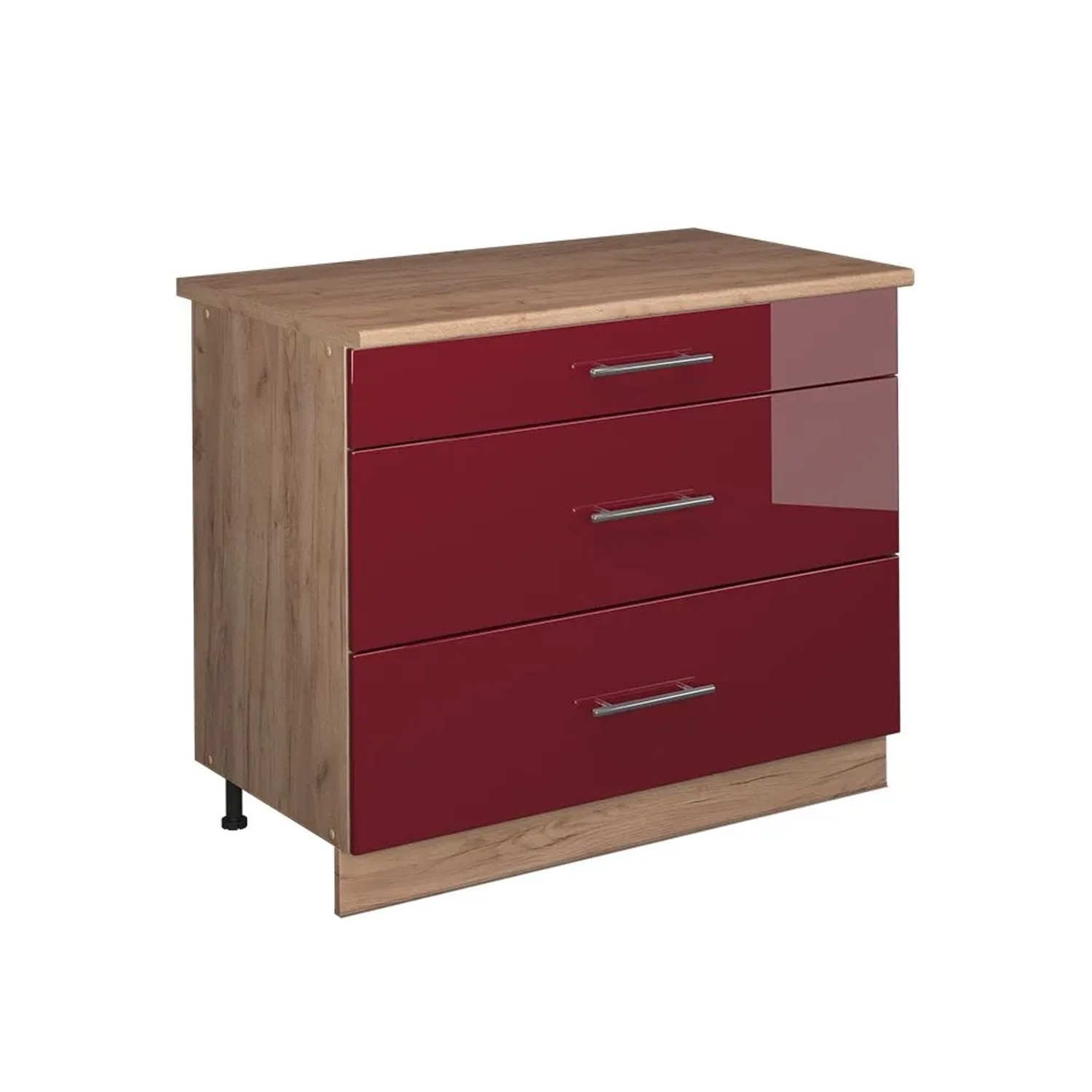 Vicco Küchenunterschrank Fame-Line Bordeaux Hochglanz/Goldkraft Eiche 100 x 82 AP Eiche Art Nr 62052