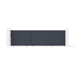 Casanoov Schiebetor 6M Eiger, anthrazitfarbenes Aluminium Gartentor mit horizontaler Linienführung.