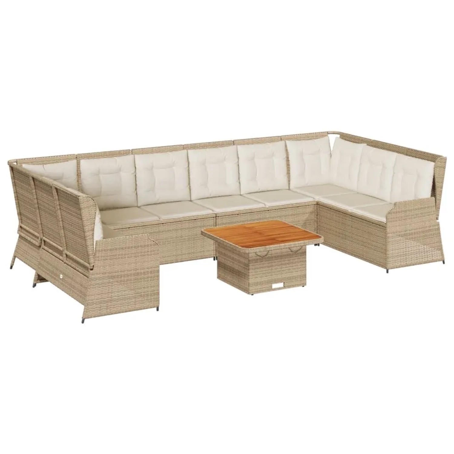 vidaXL 7-Tlg Garten-Lounge-Set mit Kissen Beige Poly Rattan 3262382