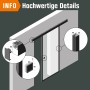 Detailansicht Loft+Mehr Schiebetür-Set Klarglas mit Beschlag und Griff, Maße hervorgehoben.