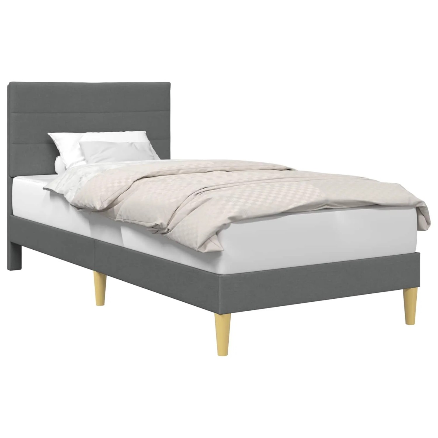 vidaXL Bettrahmen mit Kopfteil Dunkelgrau 90 x 200 cm Stoff 42027559