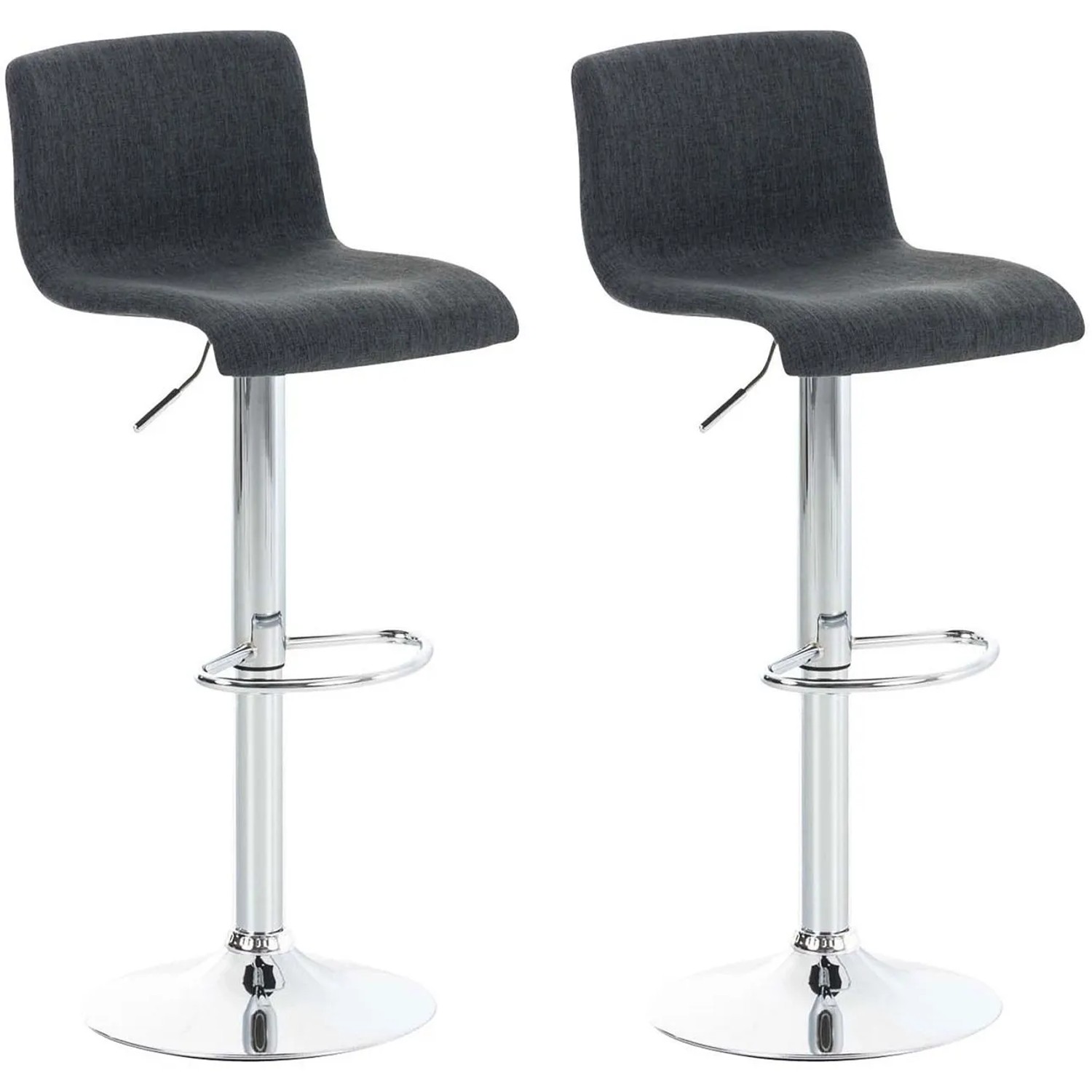 CLP 2er Set Barhocker Hover Stoff Dunkelgrau/Chrom