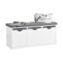 SoBuy Schuhbank mit Sitzfläche Sitzbank mit 3 Körben Schuhregal für Flur 100x46x36cm Weiß FSR30-W