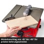 Einhell TC-TS 8 Tischkreissäge in Nutzung mit Holzwerkstück. Kompakte Säge für präzise Schnitte.