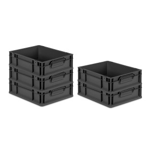 PROREGAL SparSet 5x Eurobox Nextgen Grip HxBxT 12x30x40cm 11 Liter Griffe Geschlossen Schwarz Eurobehälter Transportbox Transportbehälter
