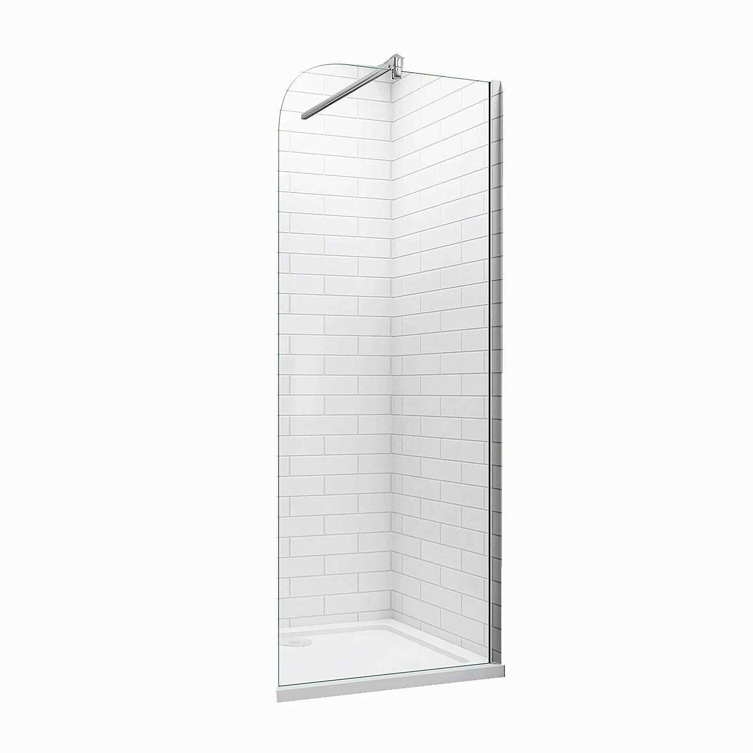 Duschparadies Walk In Duschen 100 x 200cm Duschabtrennung 8mm Nano Glas Gerundet Seitenwand Verchromt
