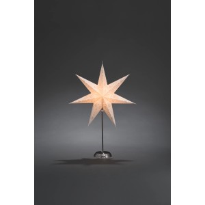 Konstsmide Papierstern Silber perforiert, weiße Weihnachtsdeko für Innen, mit silberfarbenem Musterdruck.