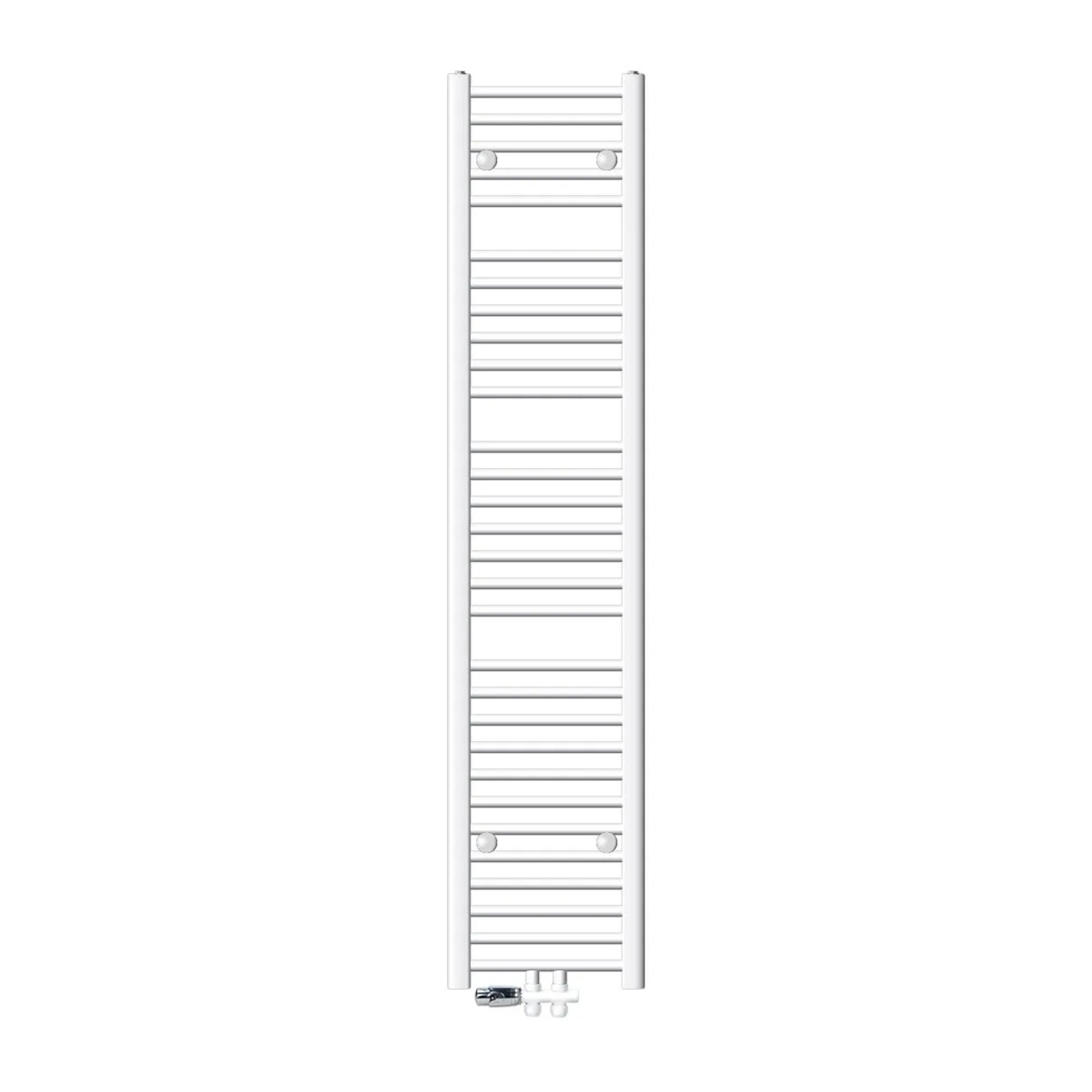 LuxeBath Badheizkörper 300x1800mm Weiß Gerade + Ventil Durchgang