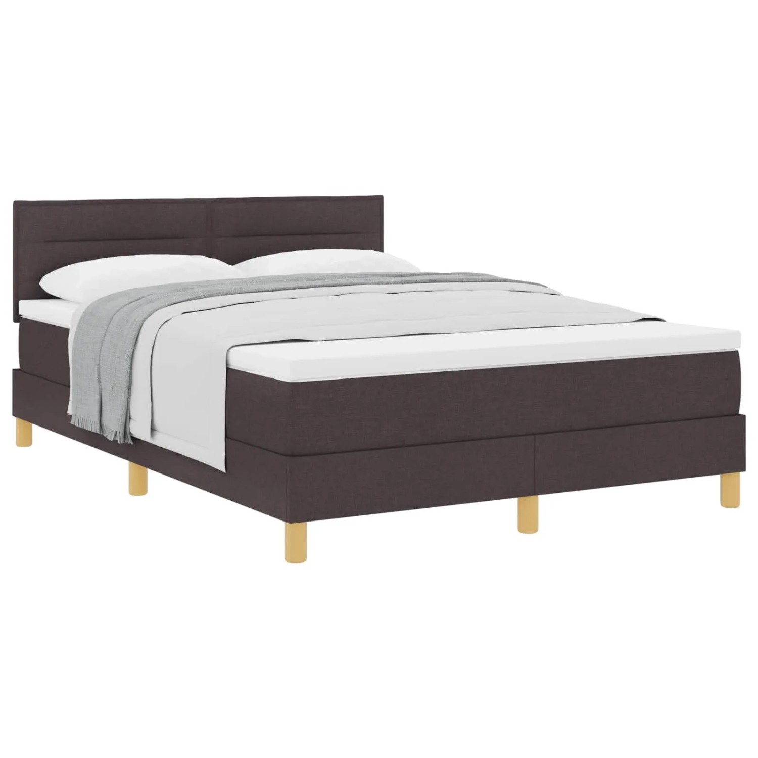 vidaXL Boxspringbett mit Matratze Dunkelbraun 140 x 200 cm Stoff 3338849