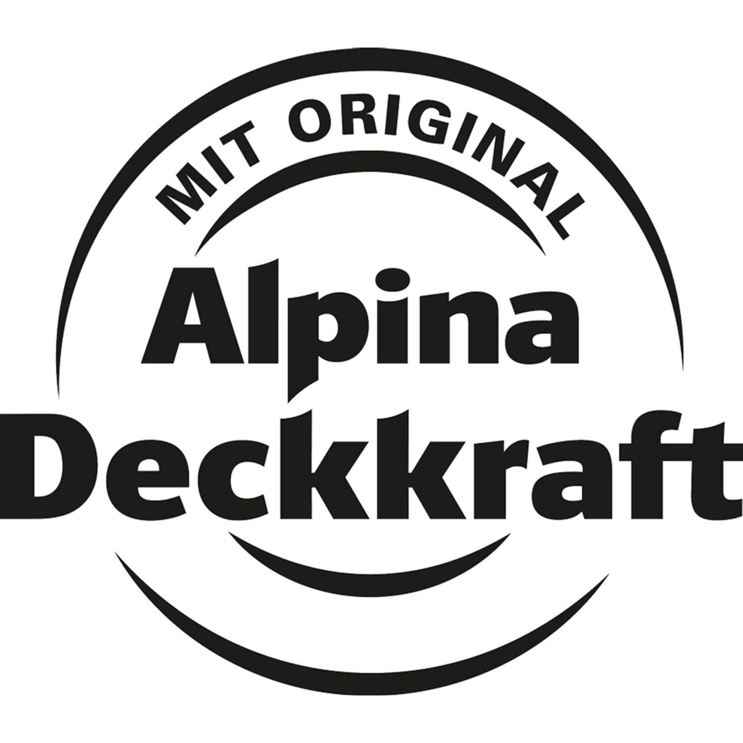 Logo von Alpinaweiß mit dem Schriftzug "Mit Original Alpina Deckkraft".
