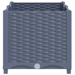 Dunkelgraues vidaXL Hochbeet (80x40x38 cm) aus Polypropylen mit Rattan-Optik.