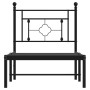 Schwarzes Metall Bettgestell 80x200 cm mit Kopfteil für Schlafzimmer.