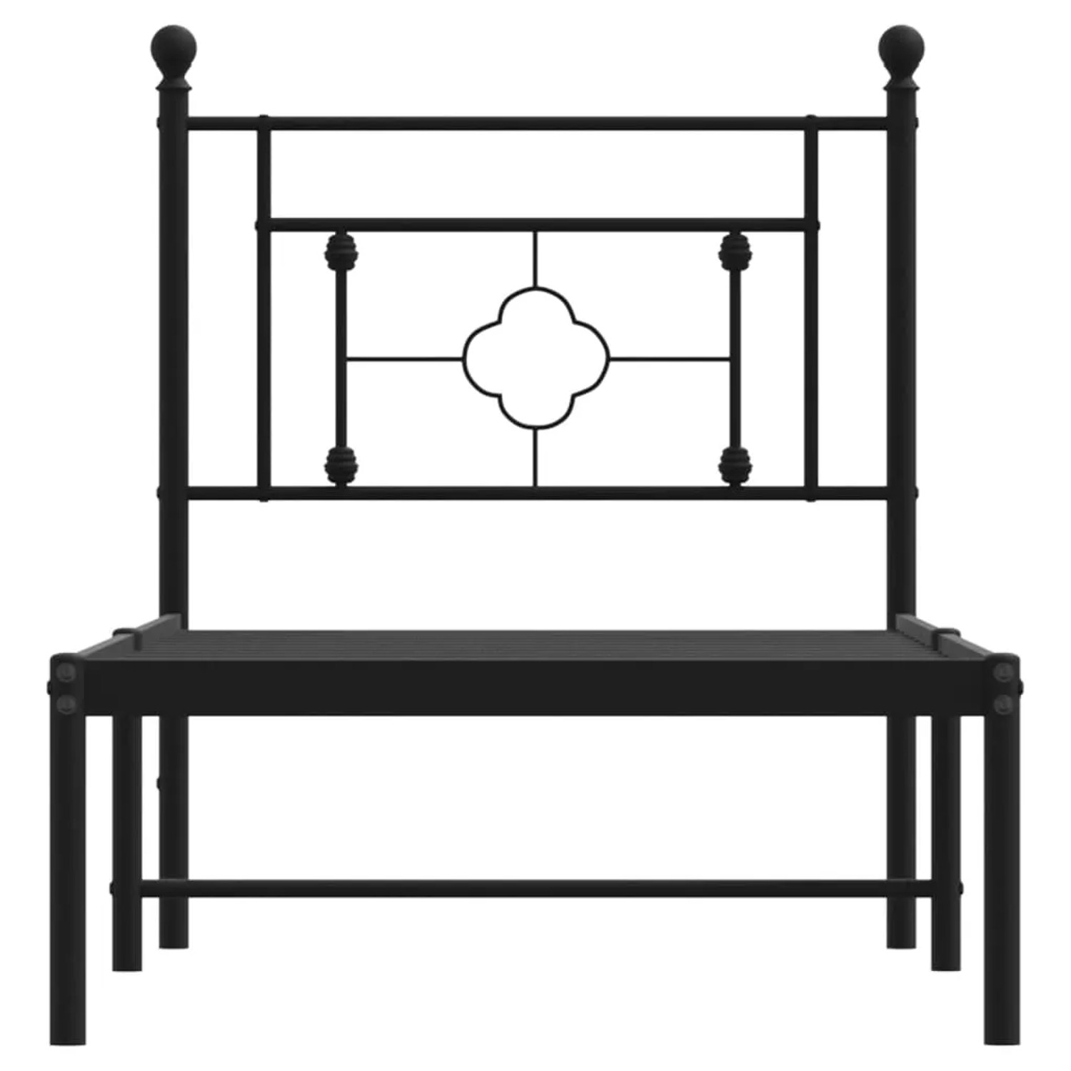 Schwarzes Metall Bettgestell 80x200 cm mit Kopfteil für Schlafzimmer.