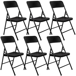 AMANKA 6er Set Klappstühle, schwarz, bis 150 kg belastbar, Gartenstühle für Garten, Balkon und Terrasse.