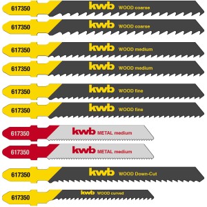 Einhell Stichsägeblatt-Set, 10-teilig, T-Schaft, verschiedene Sägeblätter für Holz und Metall.
