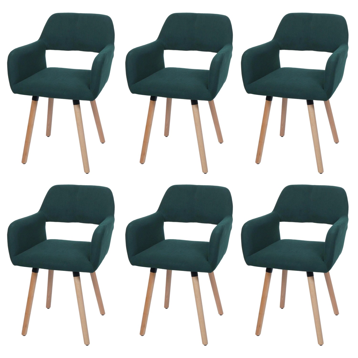 MCW Esszimmerstuhl A50 II 6er-Set Grün Stoff/Textil Cord 400g/m² günstig online kaufen