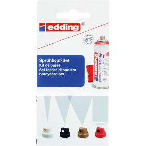 edding 5200 Sprühkopf-Set, 4-teilig für Buntlack-Sprays mit verschiedenen Sprühbreiten.