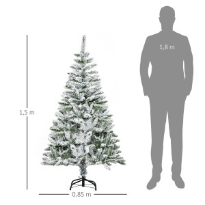 HOMCOM künstlicher Weihnachtsbaum, 150 cm hoch, mit Kunstschnee auf 358 Astspitzen.