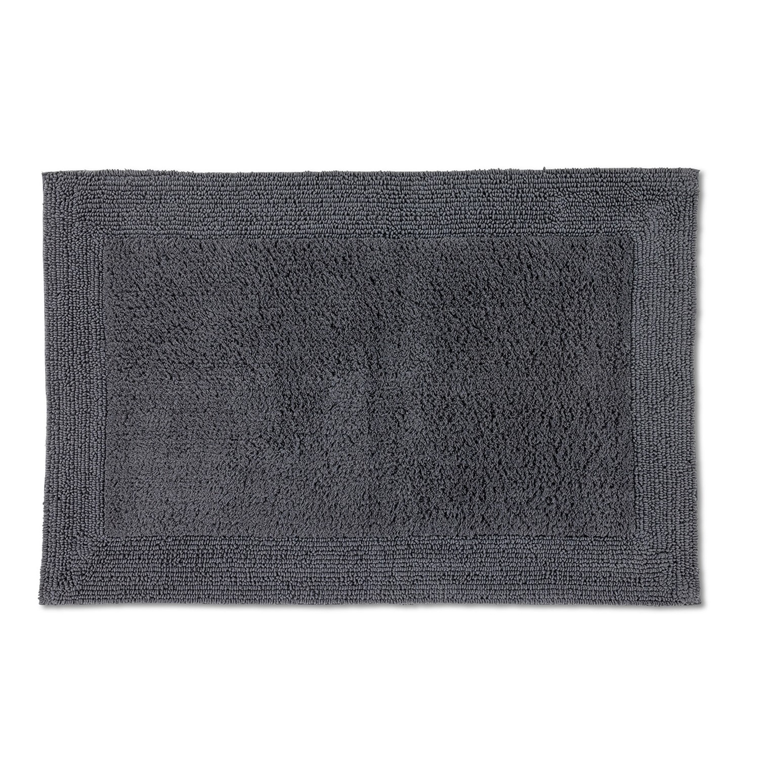 Schöner Wohnen Badteppich Bahamas, 67x110 cm, anthrazitfarbener Badvorleger mit Bordüre.
