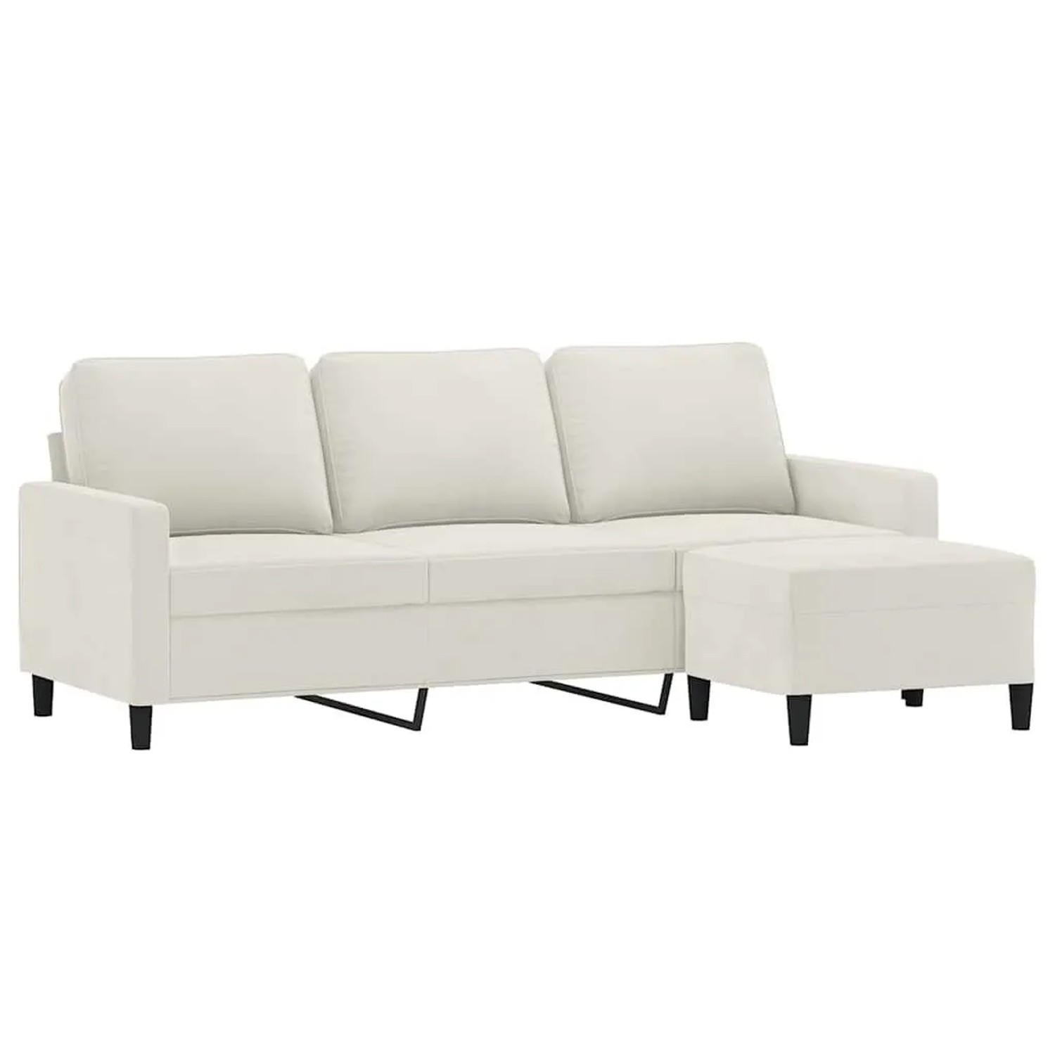vidaXL 3-Sitzer-Sofa mit Hocker Creme 180 cm Samt 3201063