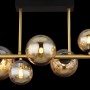 Moderne, 9-flammige LED-Deckenleuchte Riha in Schwarz matt mit amberfarbenen Glaskugeln.