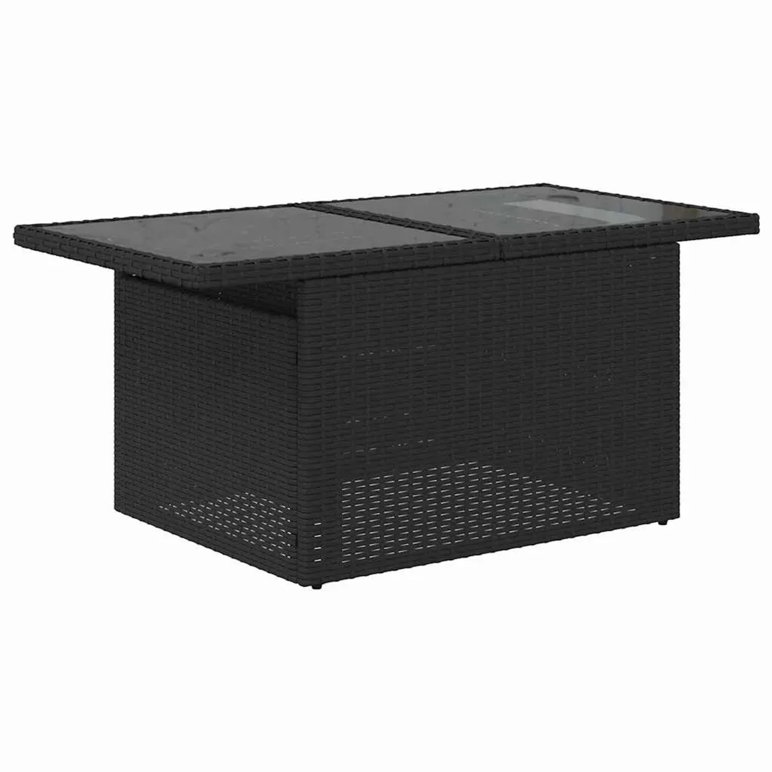 Schwarzer vidaXL Gartentisch aus Poly Rattan, Teil eines 8-tlg. Garten-Sofa-Sets.